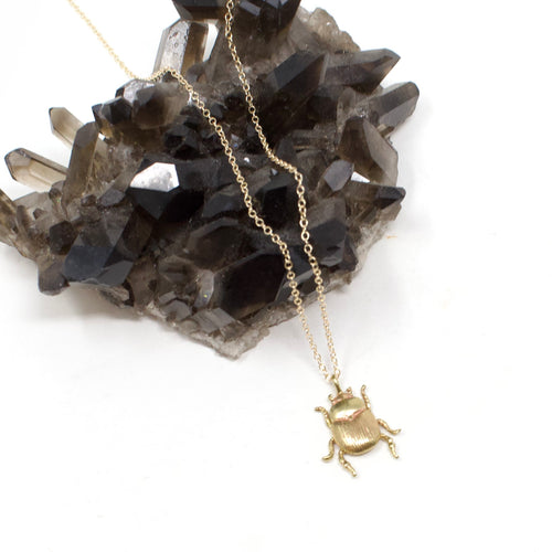 Brass Beetle Necklace