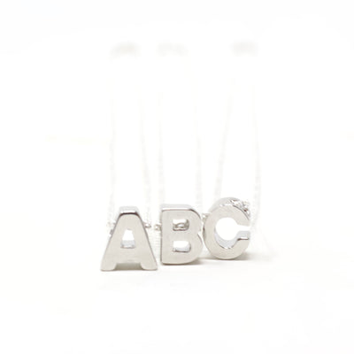 Initial Necklace - Silver Block