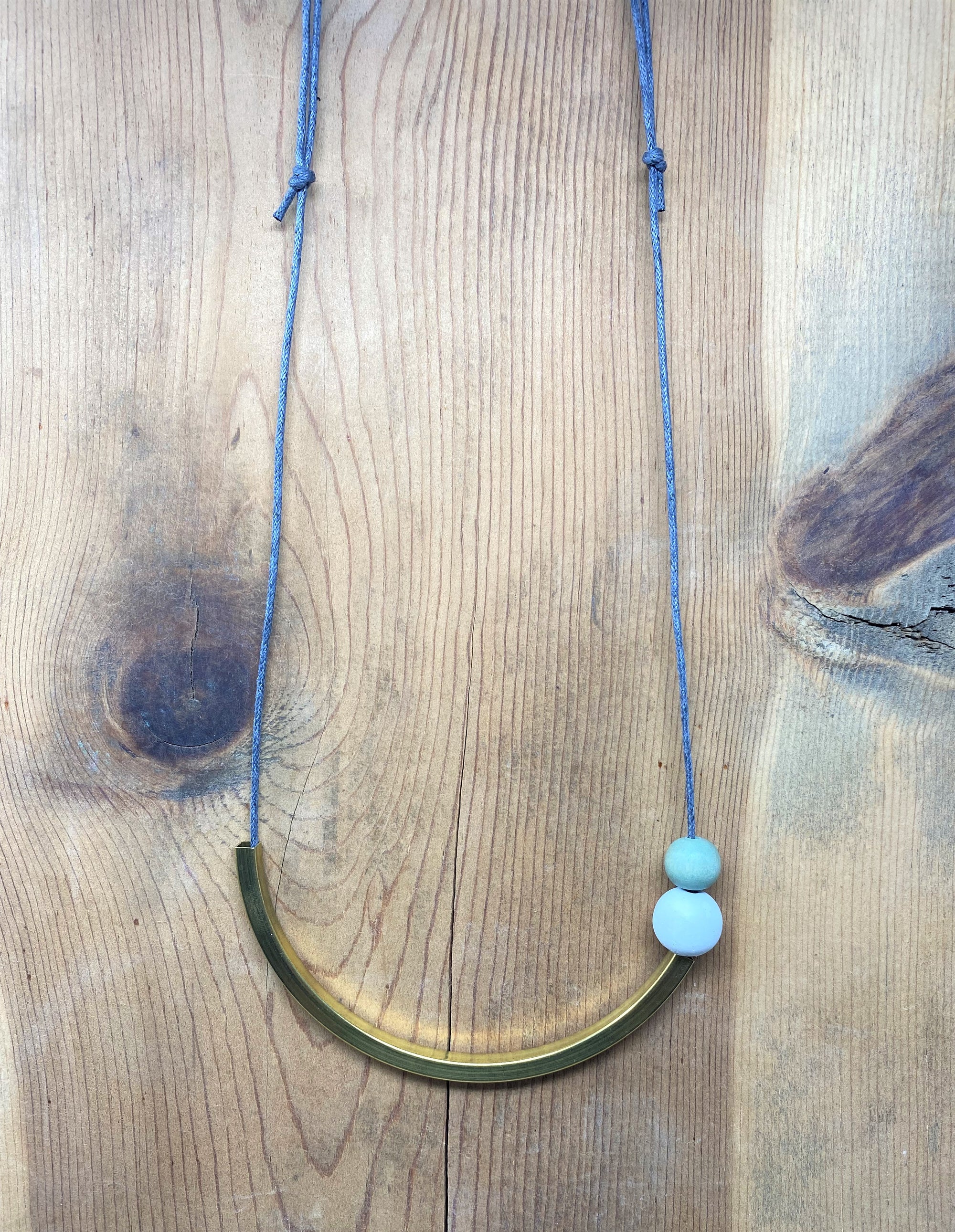 Concrete U-Bar and Ball Necklace