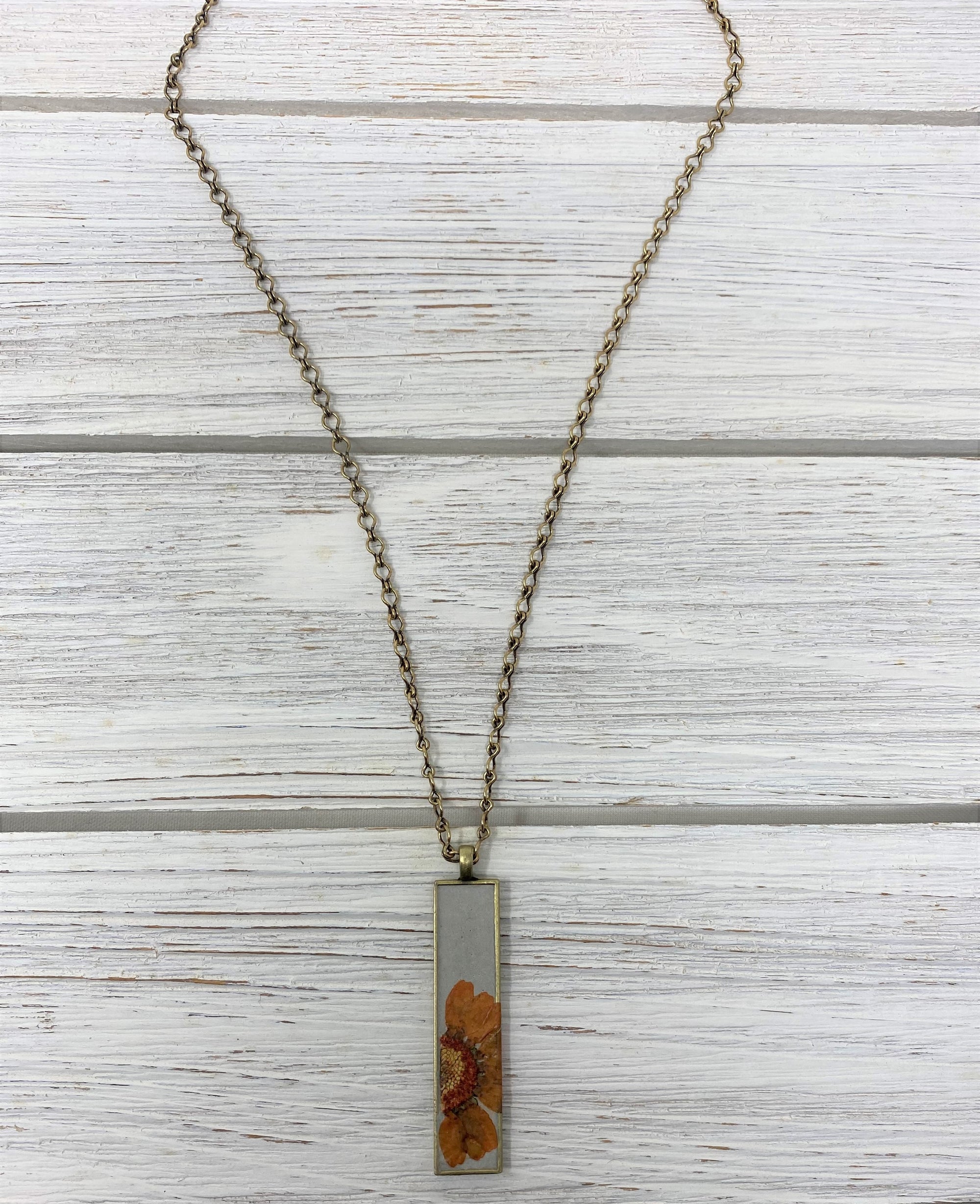 Concrete Botanical Necklace - Orange