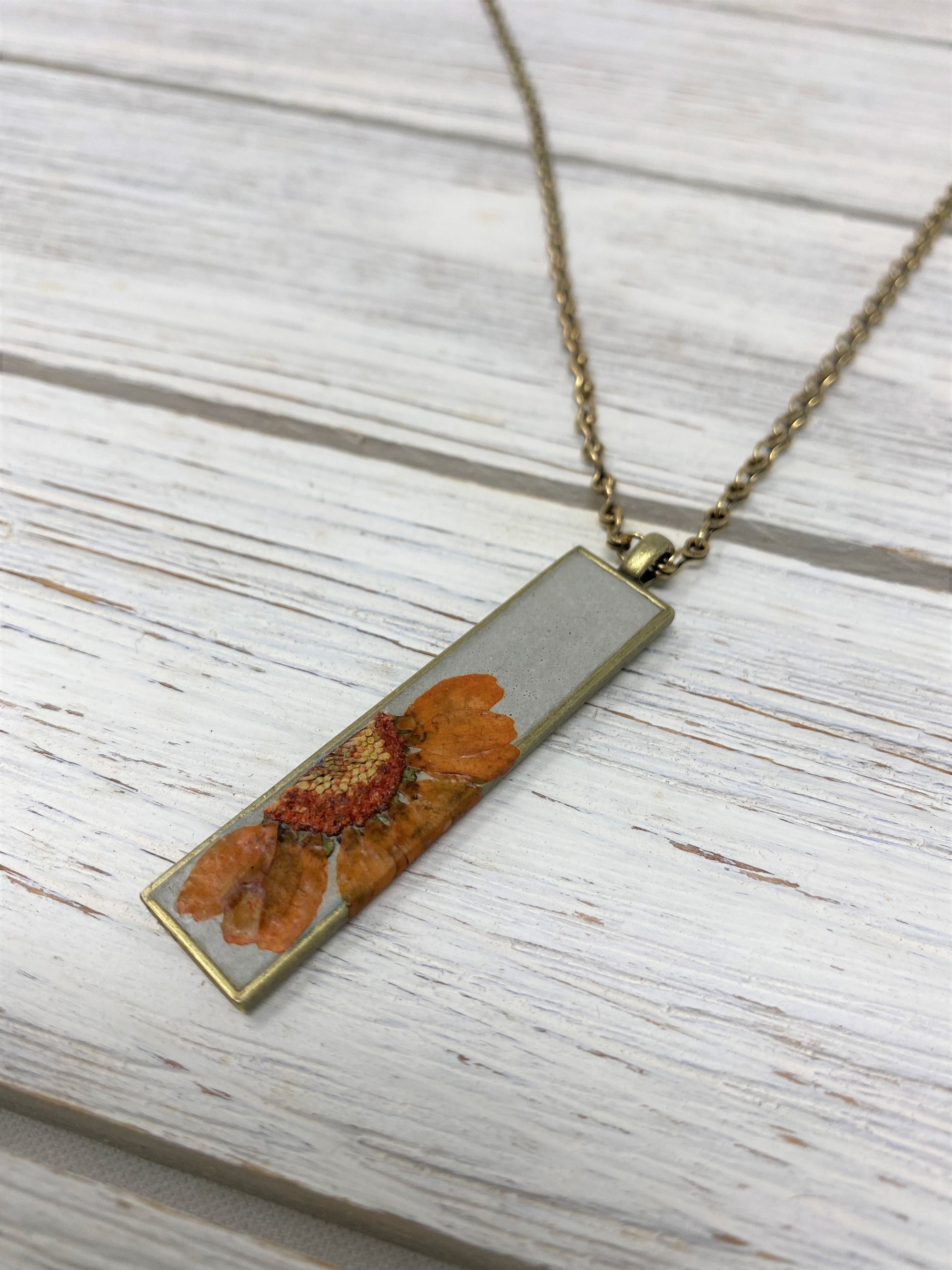 Concrete Botanical Necklace - Orange