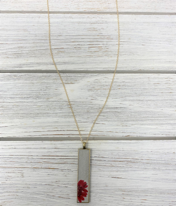 Concrete Botanical Necklace - Red