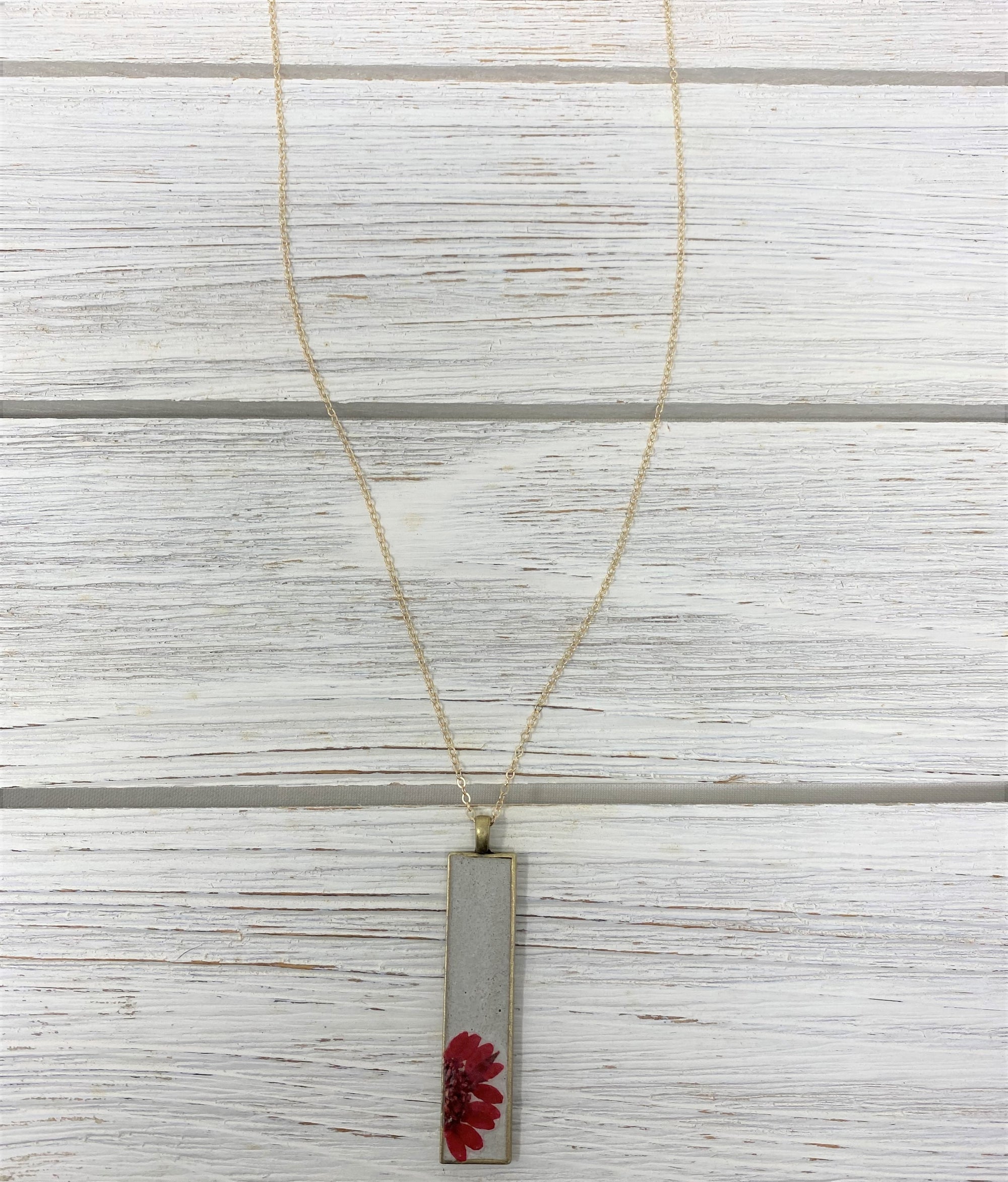 Concrete Botanical Necklace - Red