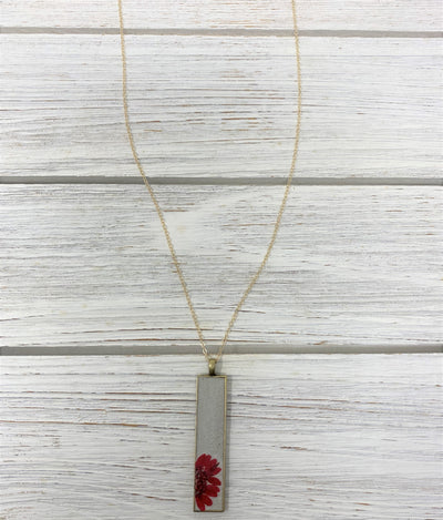 Concrete Botanical Necklace - Red