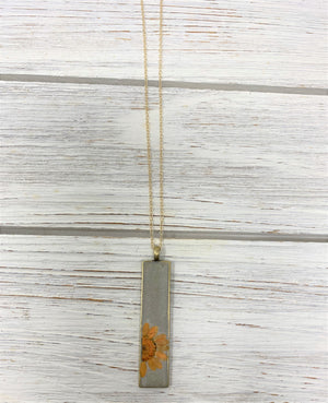 Concrete Botanical Necklace - Light Orange