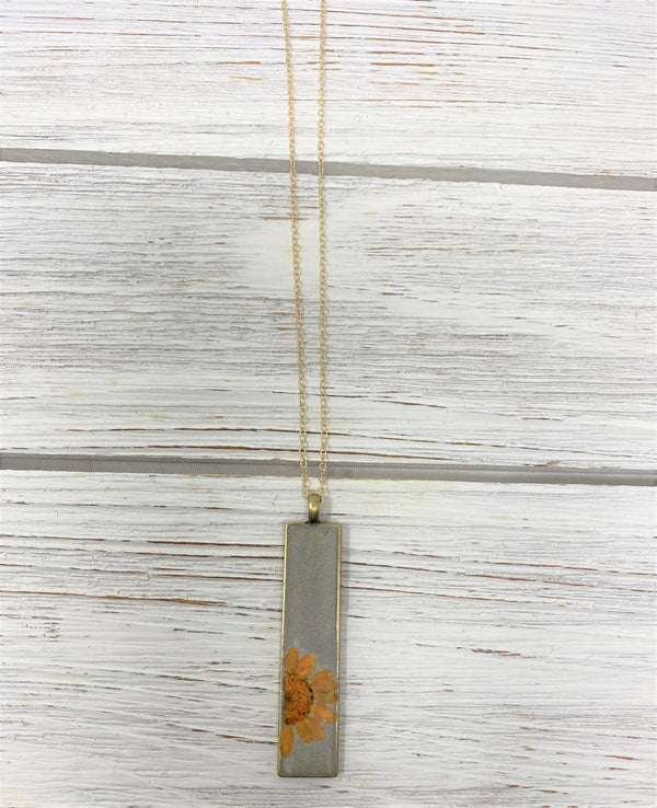 Concrete Botanical Necklace - Light Orange