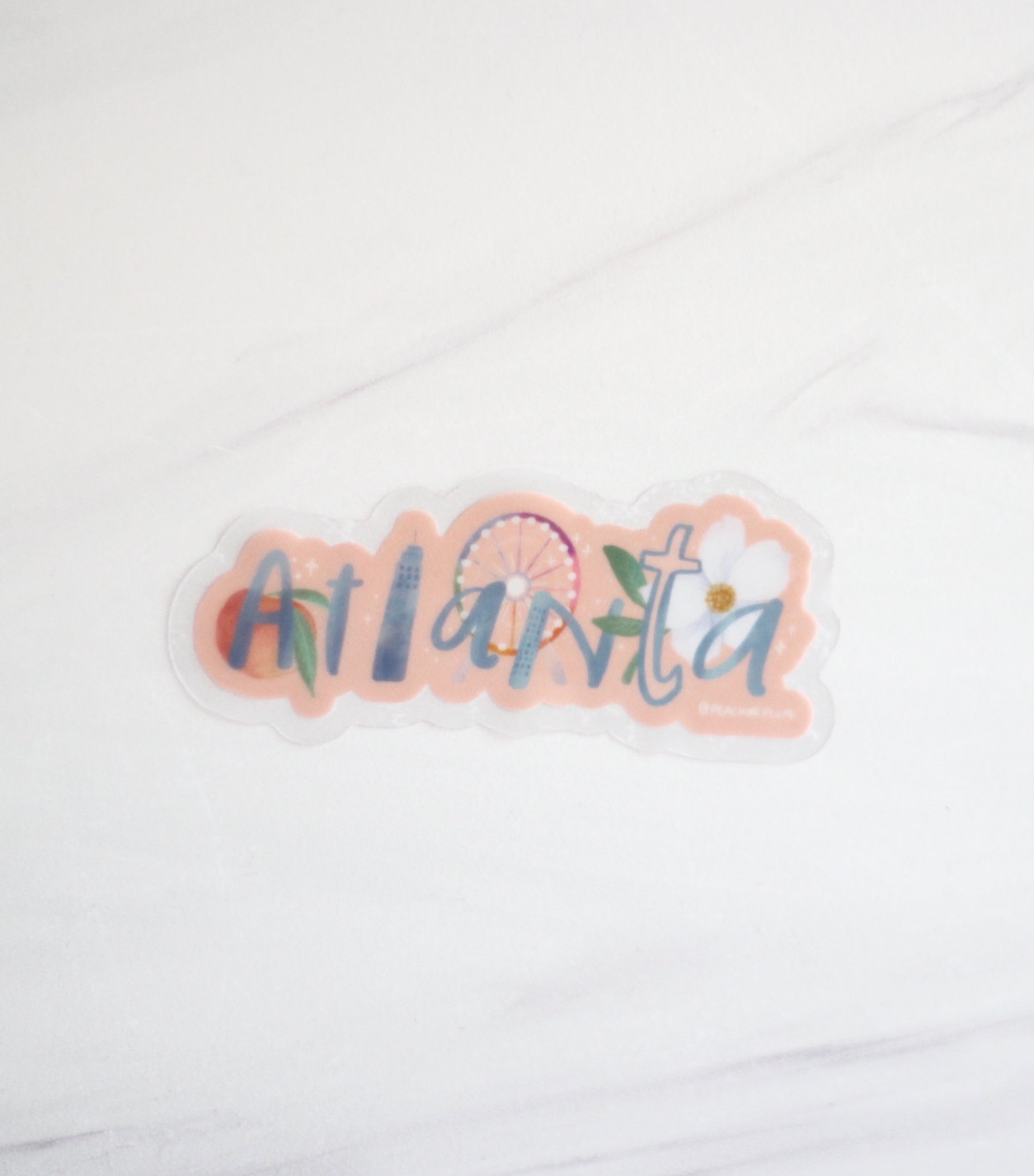 Sticker - Atlanta peach & skyline - Peach or Plum