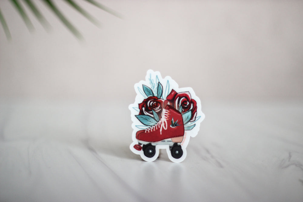 Sticker - Roller Skate Tattoo Rose - Peach or Plum