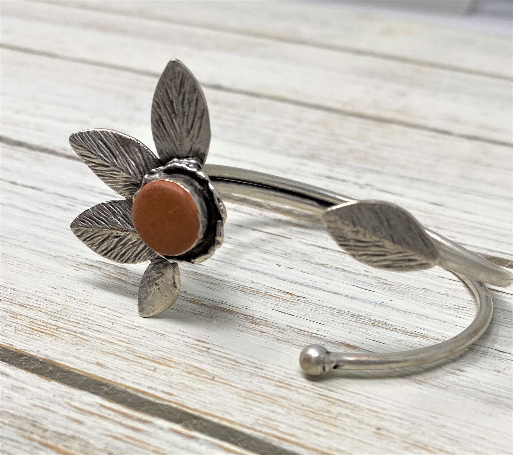Concrete Silver Flower Bracelet