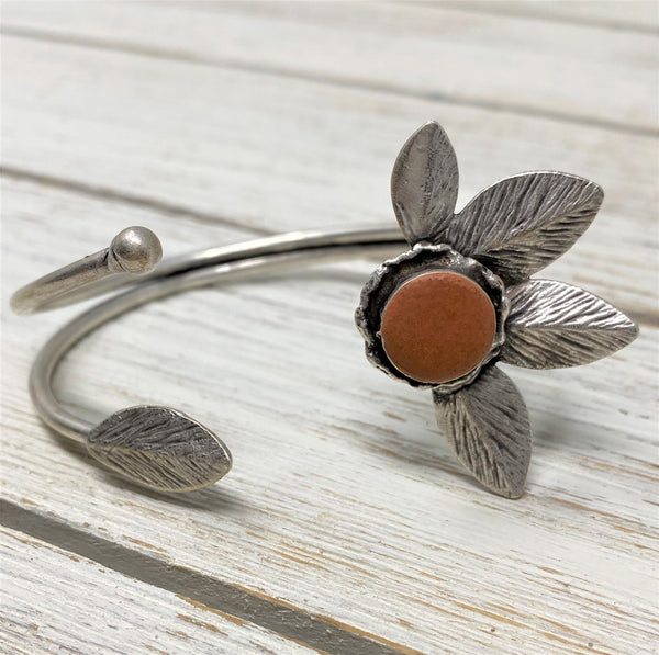 Concrete Silver Flower Bracelet