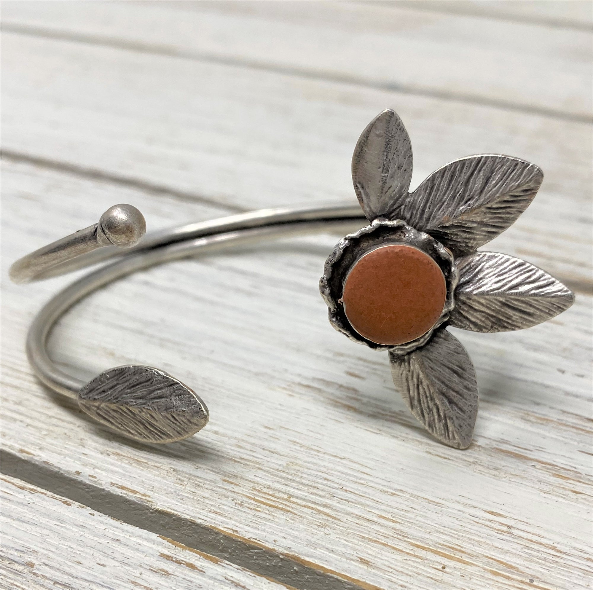 Concrete Silver Flower Bracelet