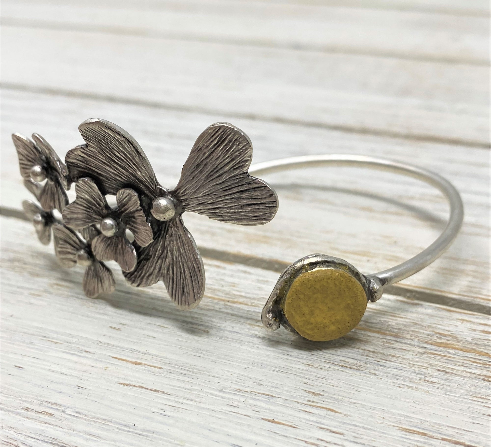 Concrete Silver Flower Bracelet III