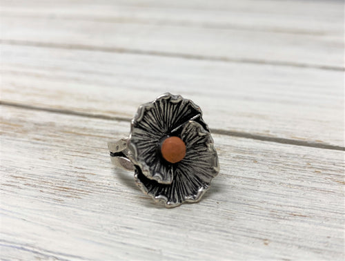 Concrete Silver Flower Ring II