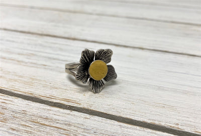 Concrete Silver Flower Ring
