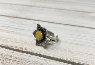Concrete Silver Flower Ring