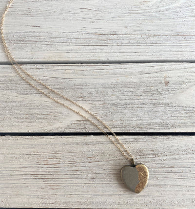 Concrete Heart Necklace - Gold Leaf