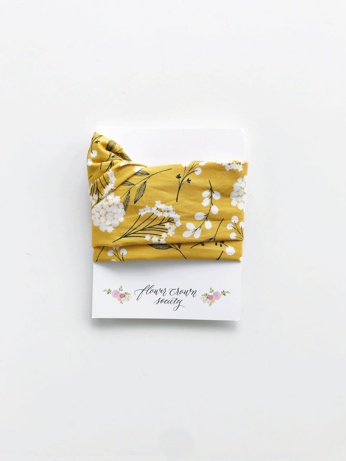 Mustard Yellow with Flowers Headwrap