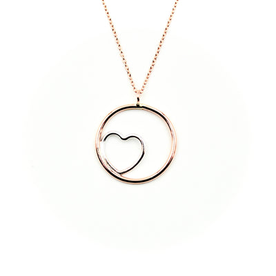 Nestled Heart Rose Gold-Filled Circle Necklace