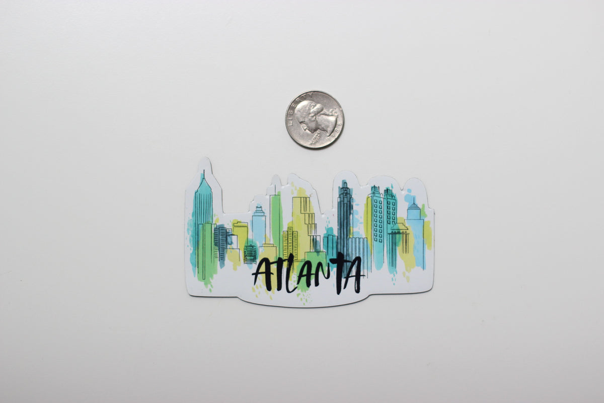 Magnet- Atlanta Skyline Watercolor - Peach or Plum