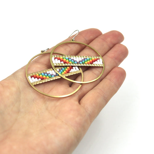 Chevron Rainbow Earrings - Woven Seed Beads