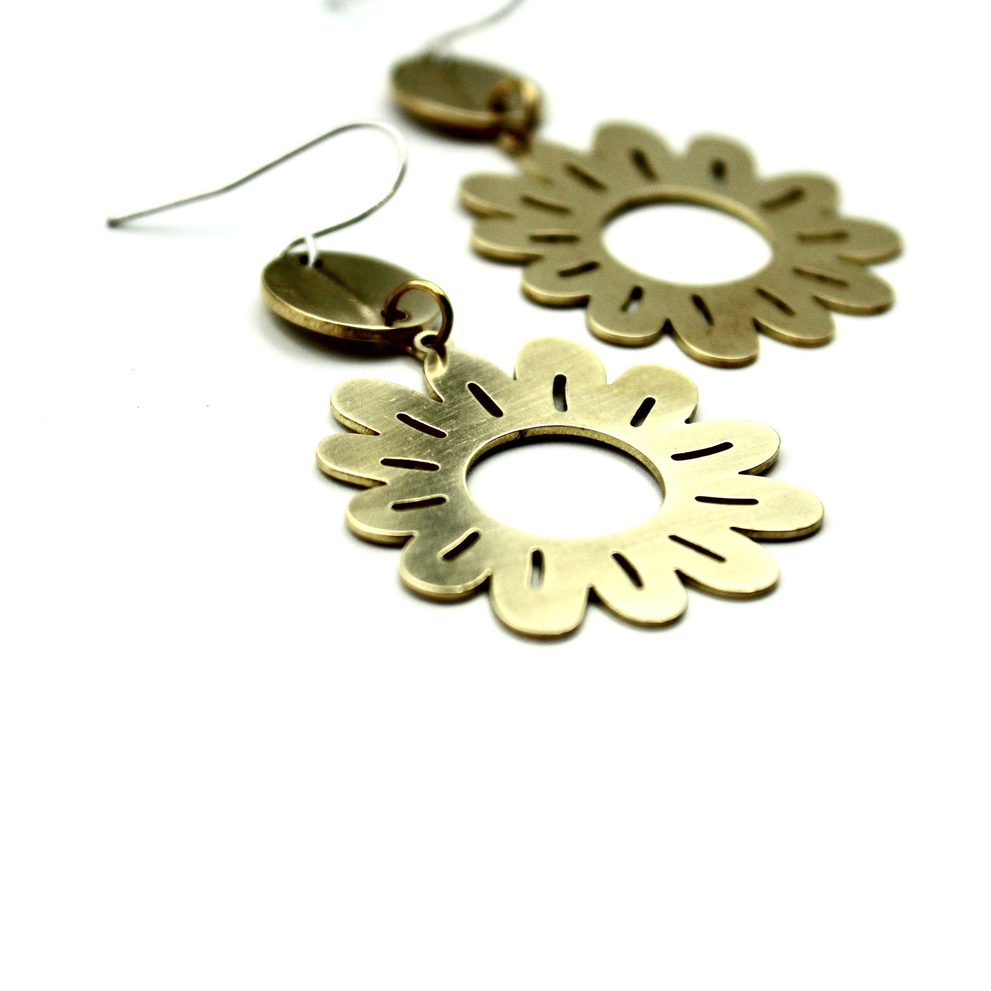 Brass Daisy Earrings