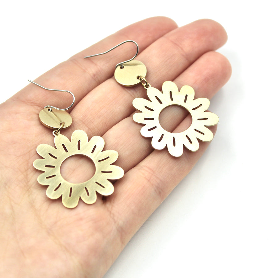 Brass Daisy Earrings