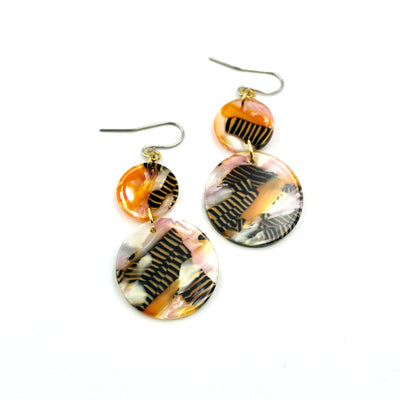 Pink Abstract Tiger Stripe Earrings