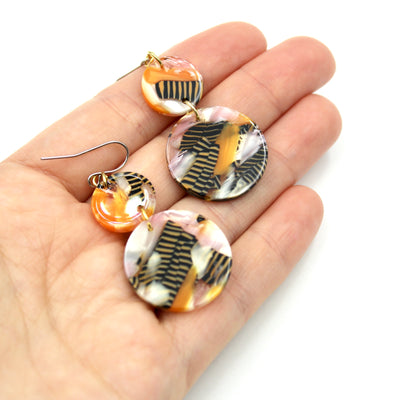 Pink Abstract Tiger Stripe Earrings