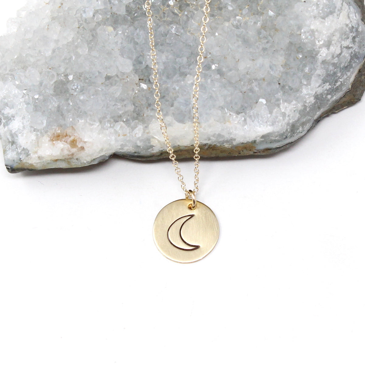Crescent Moon Stamped Necklace