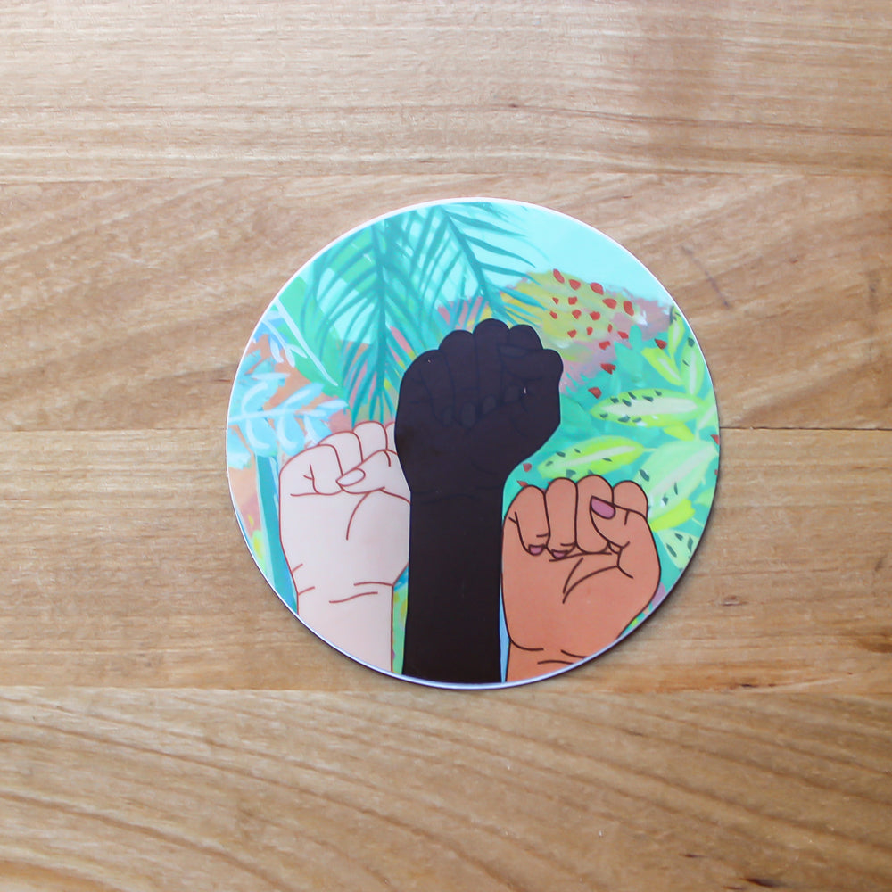 Sticker- Fists Up in Solidarity - Support Equal Rights for all women - Intersectional Feminist