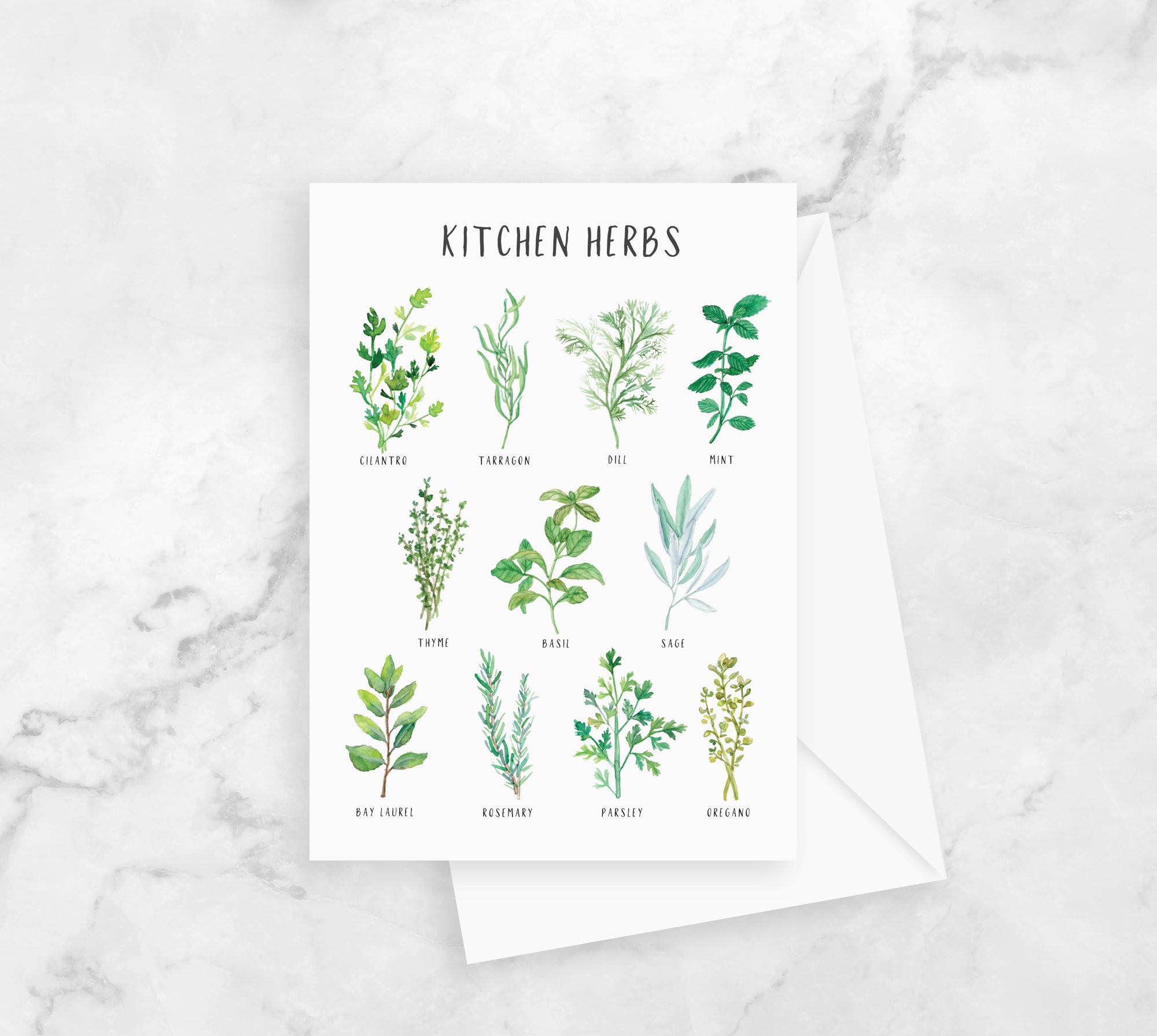 Greeting Card - Kitchen Herbs - Peach or Plum