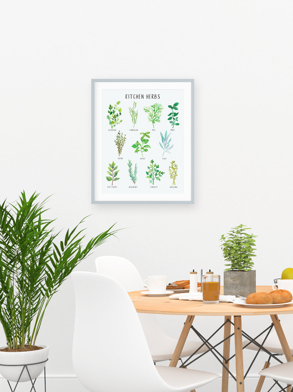 Kitchen Herbs Watercolor Print - Home Decor - Gift for Mom