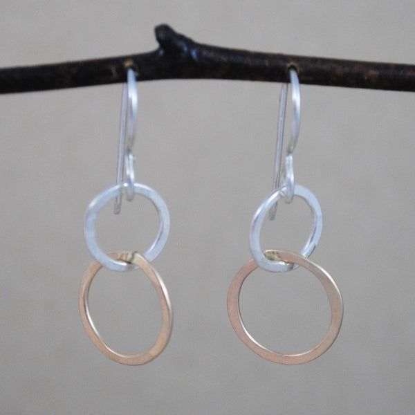 Mini Interlocking Earrings - mixed metals