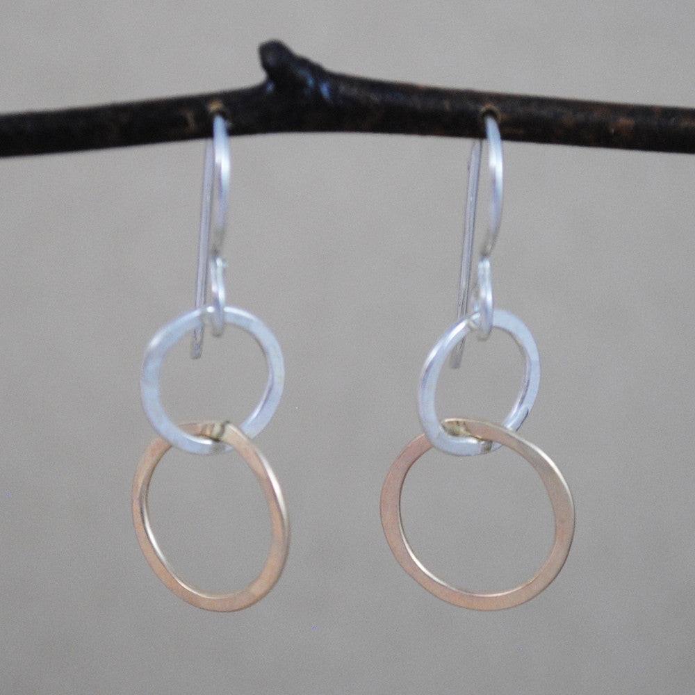 Mini Interlocking Earrings - mixed metals