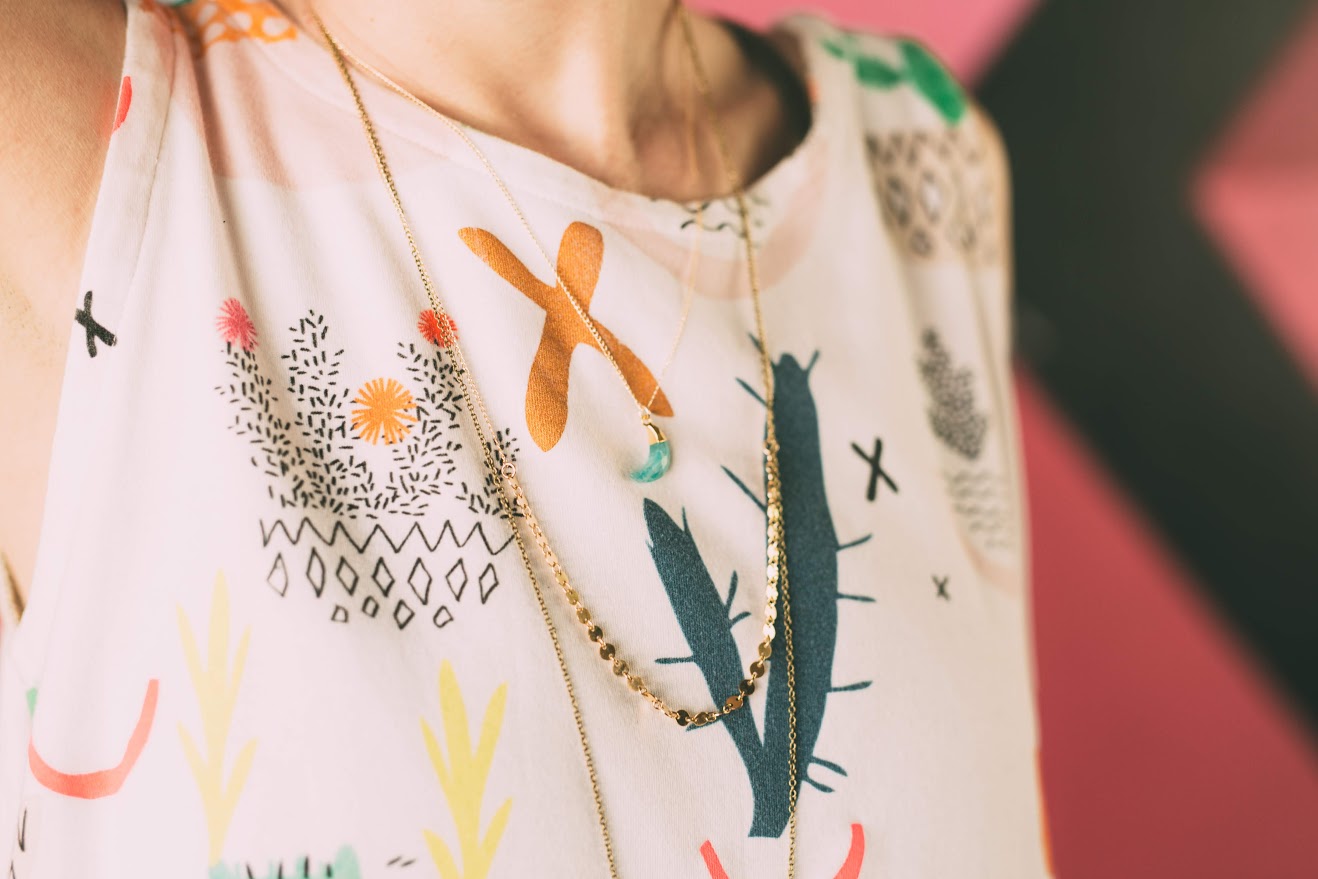 Gemstone Moon Necklace