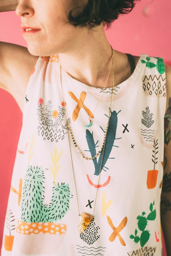 Gemstone Moon Necklace