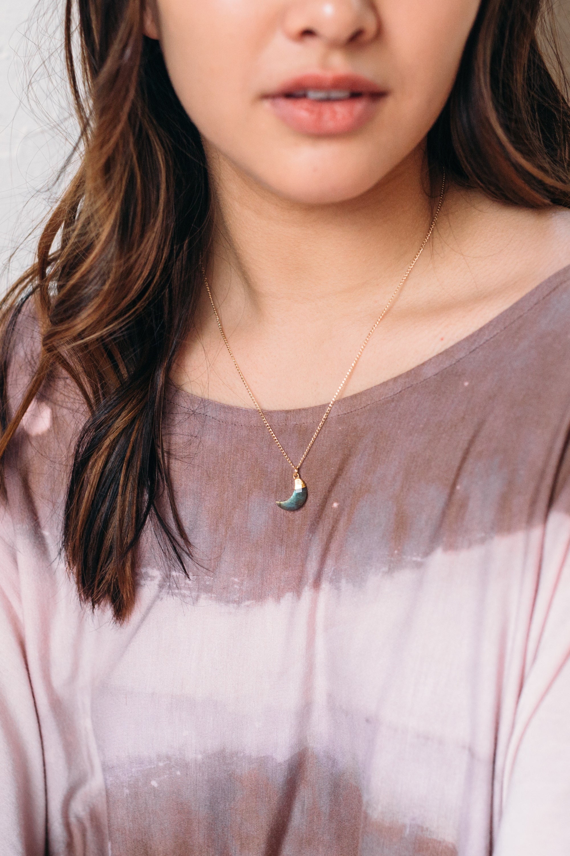 Gemstone Moon Necklace