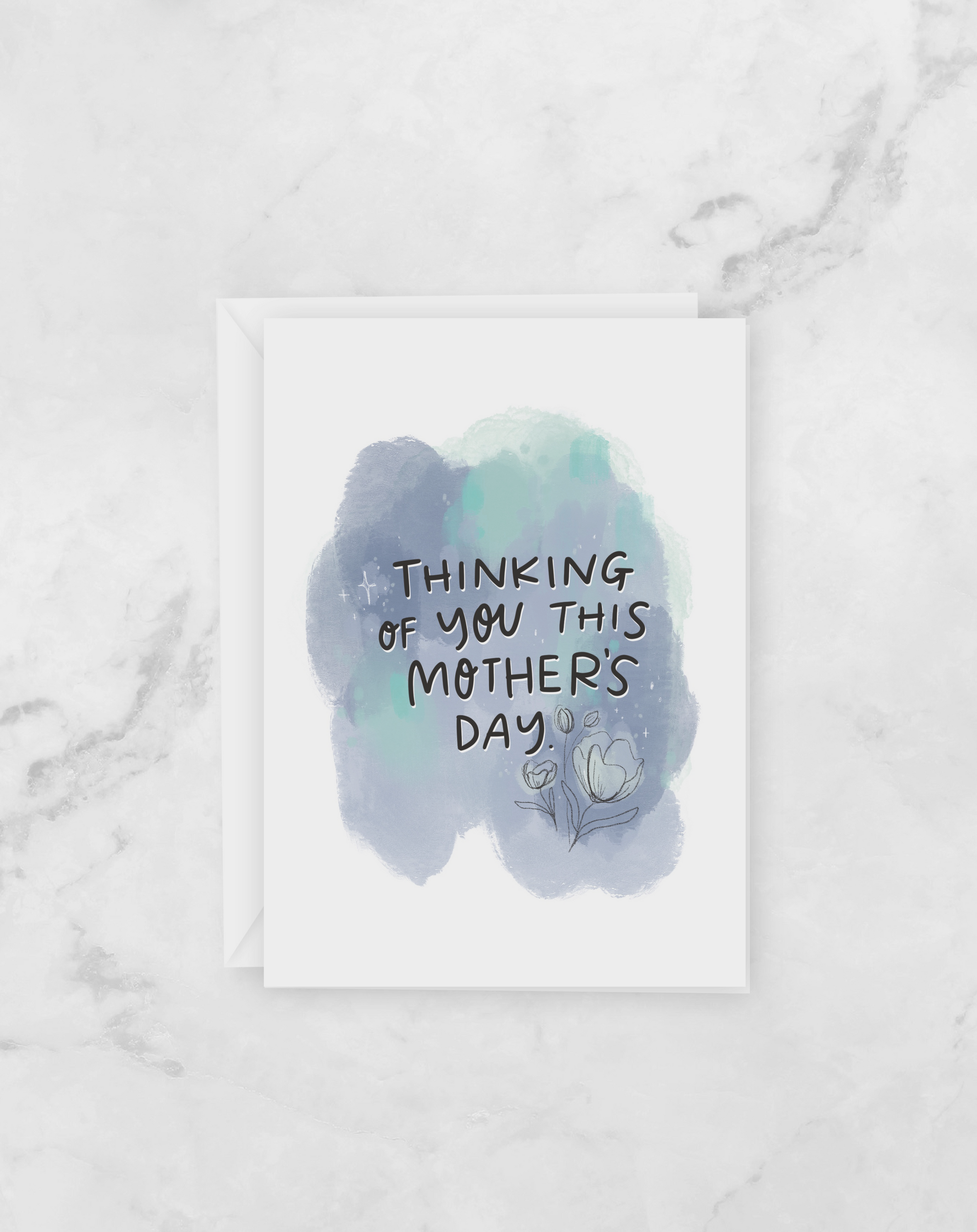 Greeting Card - Mother's Day - Thinking of You Blue - Grief Death Infertility