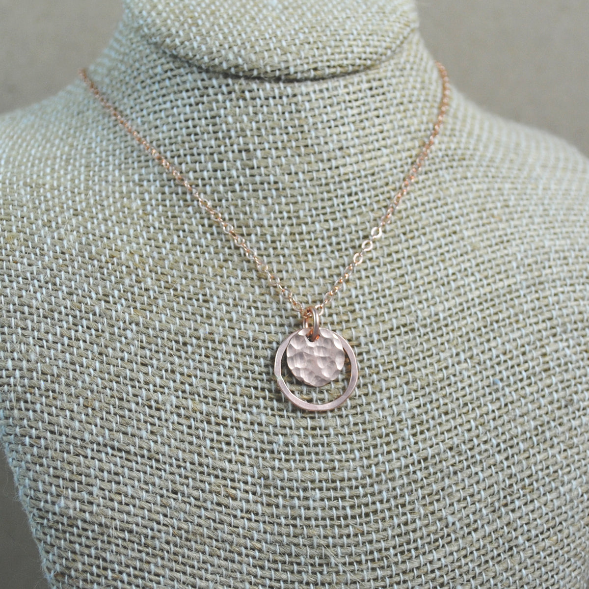 Hammered Halo Pendant - rose gold-filled