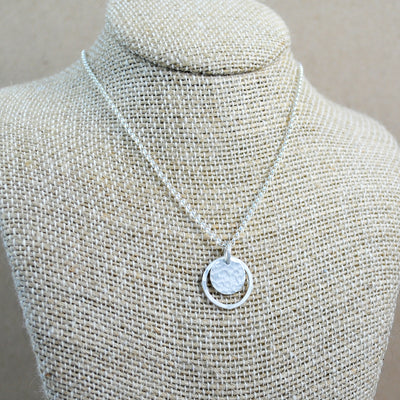 Hammered Halo Pendant - sterling silver