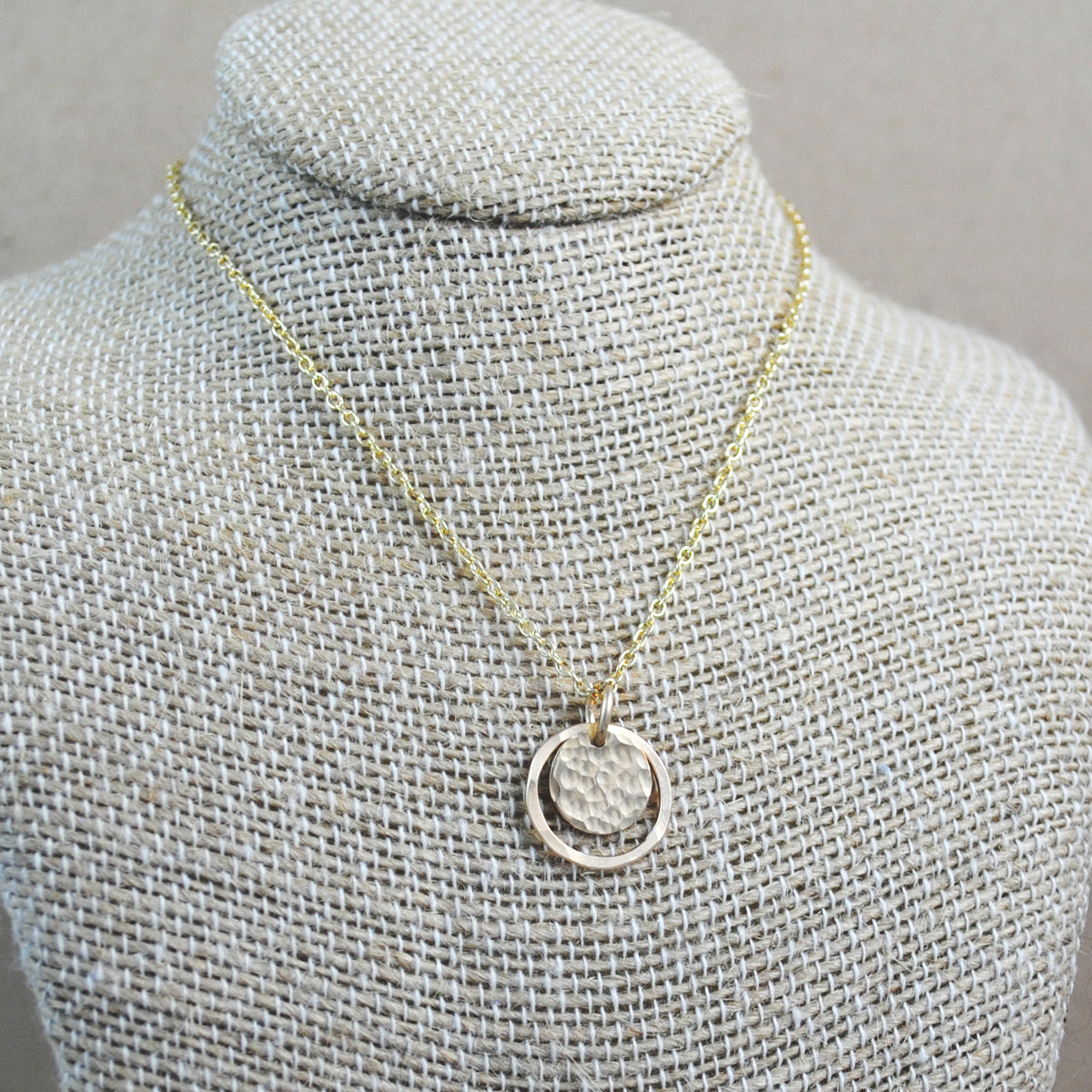 Hammered Halo Pendant - gold-filled