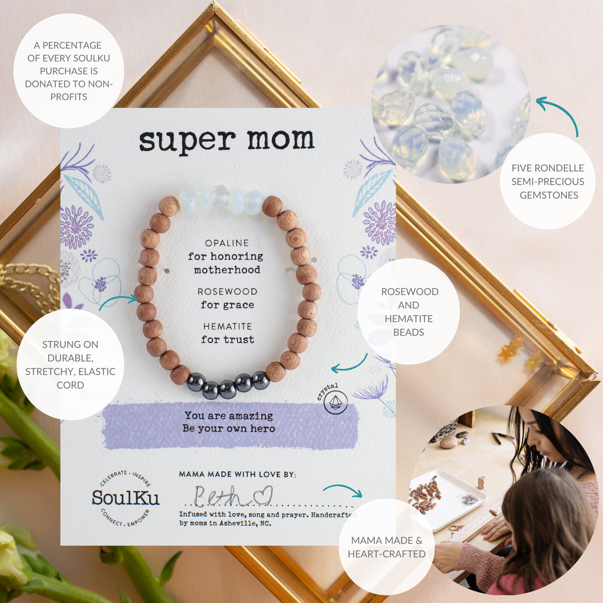 Super Mom Be Your Own Hero Bracelet - Opaline