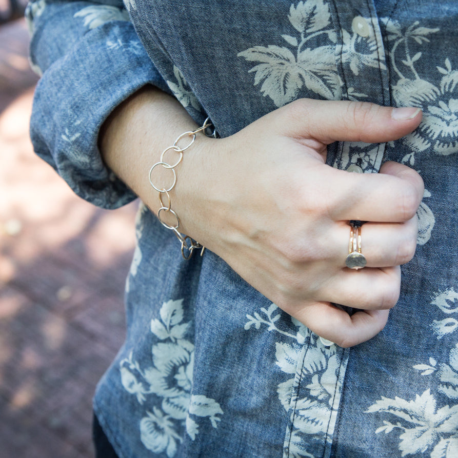 Hammered Disc Stacking Ring Set - mixed metals