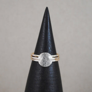 Hammered Disc Stacking Ring Set - gold-filled
