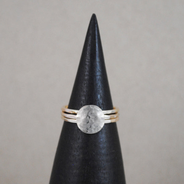Hammered Disc Stacking Ring Set - gold-filled