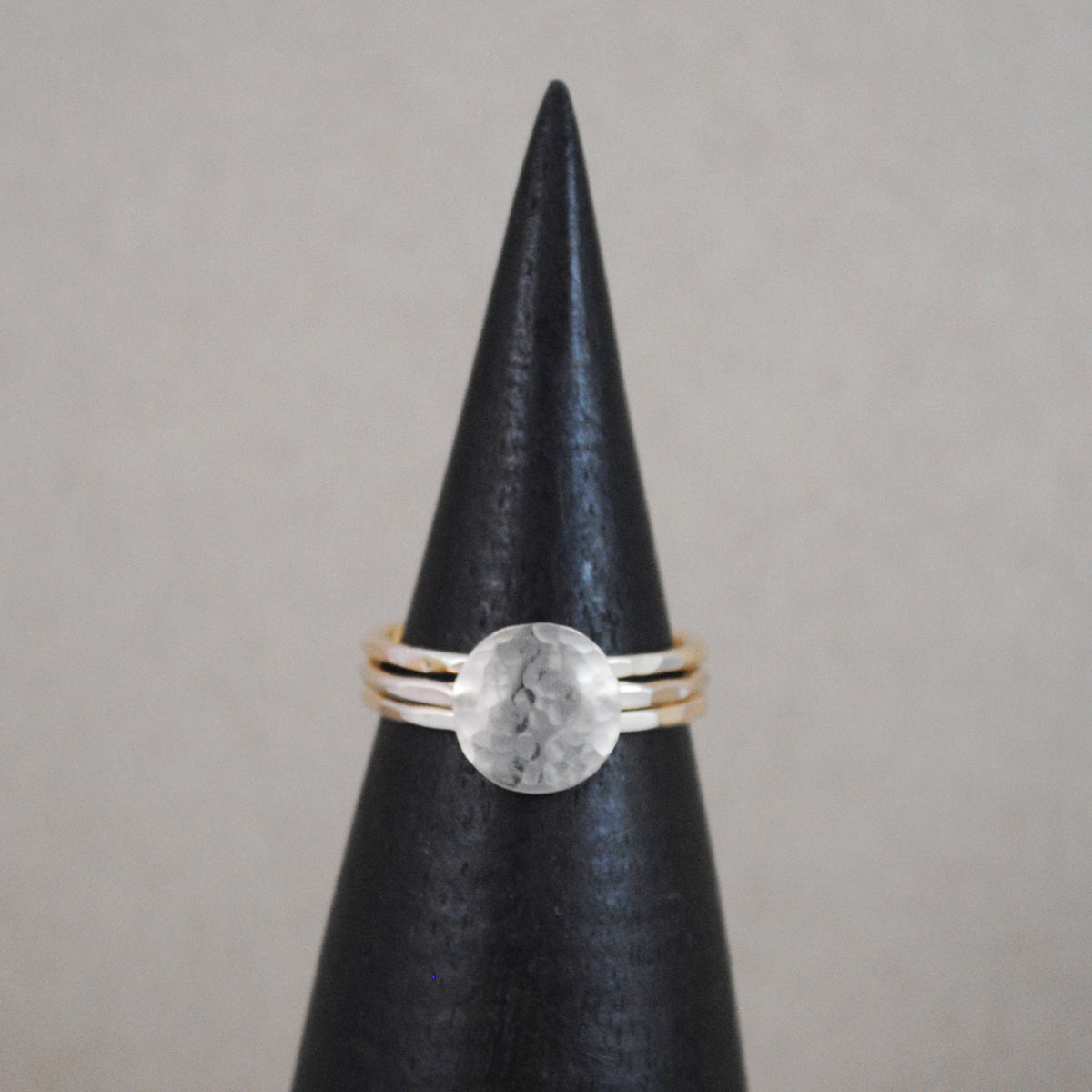 Hammered Disc Stacking Ring Set - gold-filled