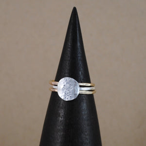 Hammered Disc Stacking Ring Set - mixed metals