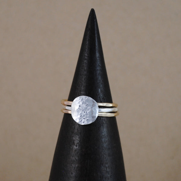 Hammered Disc Stacking Ring Set - mixed metals