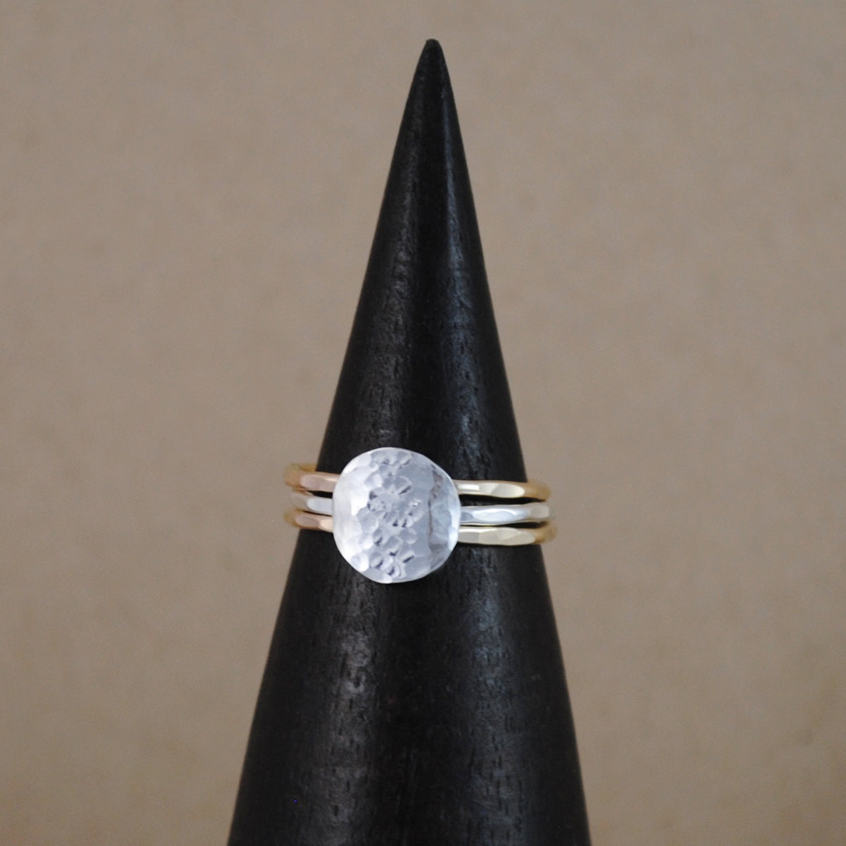 Hammered Disc Stacking Ring Set - mixed metals