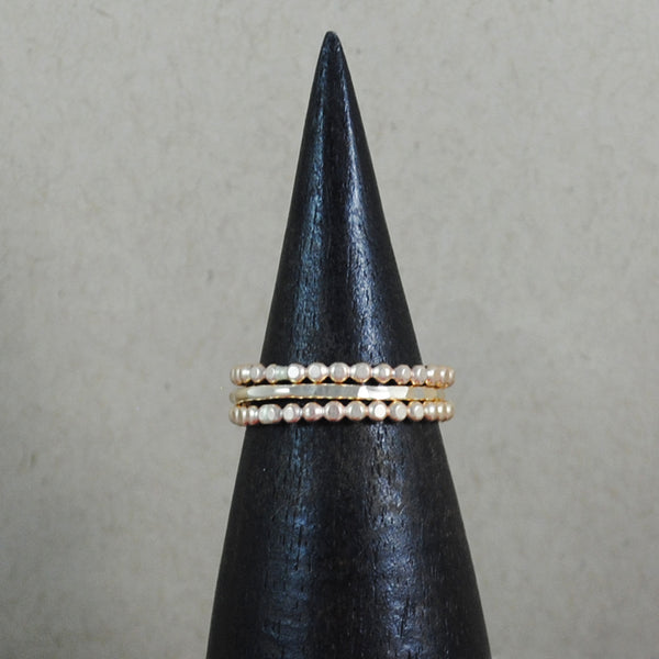 Beaded Stacking Ring Set - gold-filled